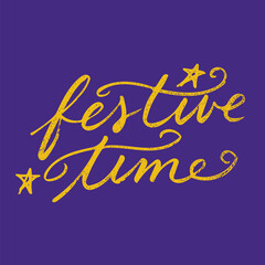 festive time hand drawn lettering vector graphic element