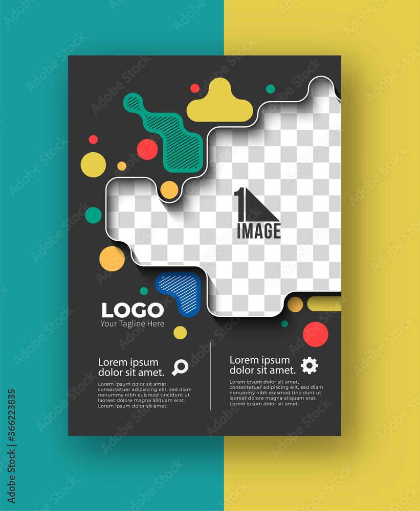 Wall mural business flyer with space of image - brochure magazine cover page & poster template, vector illustra