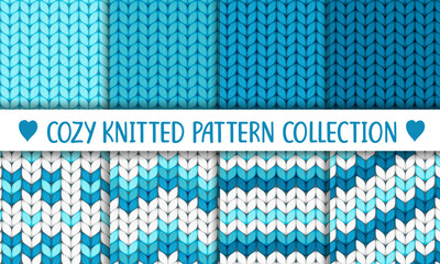 Cotton fabric Collection of knitted seamless patterns