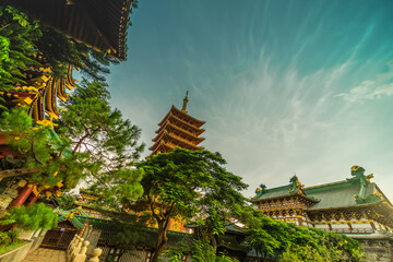 Minh Thanh pagoda, a majestic Buddhist architectural structure in Pleiku city in Pleiku city, Gia Lai province (Central Highland of Vietnam)