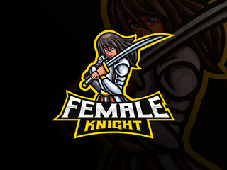 Female knight mascot vector illustration