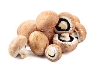 Fresh mushrooms champignon. Isolated  on a white background.