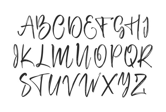 Handwritten calligraphic brush Font. English Alphabet letters.