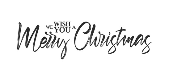 Typographic hand lettering composition of Wish You a Merry Christmas.