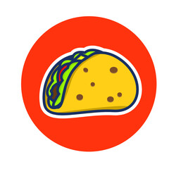 Yummy and Delicious Taco Flat Color Vector Design for Icon, Symbol, and Logo. EPS 10 Editable Stroke