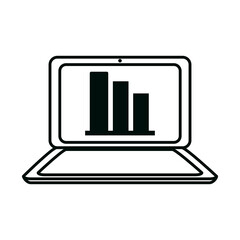 laptop statistics report economy office work linear style icon
