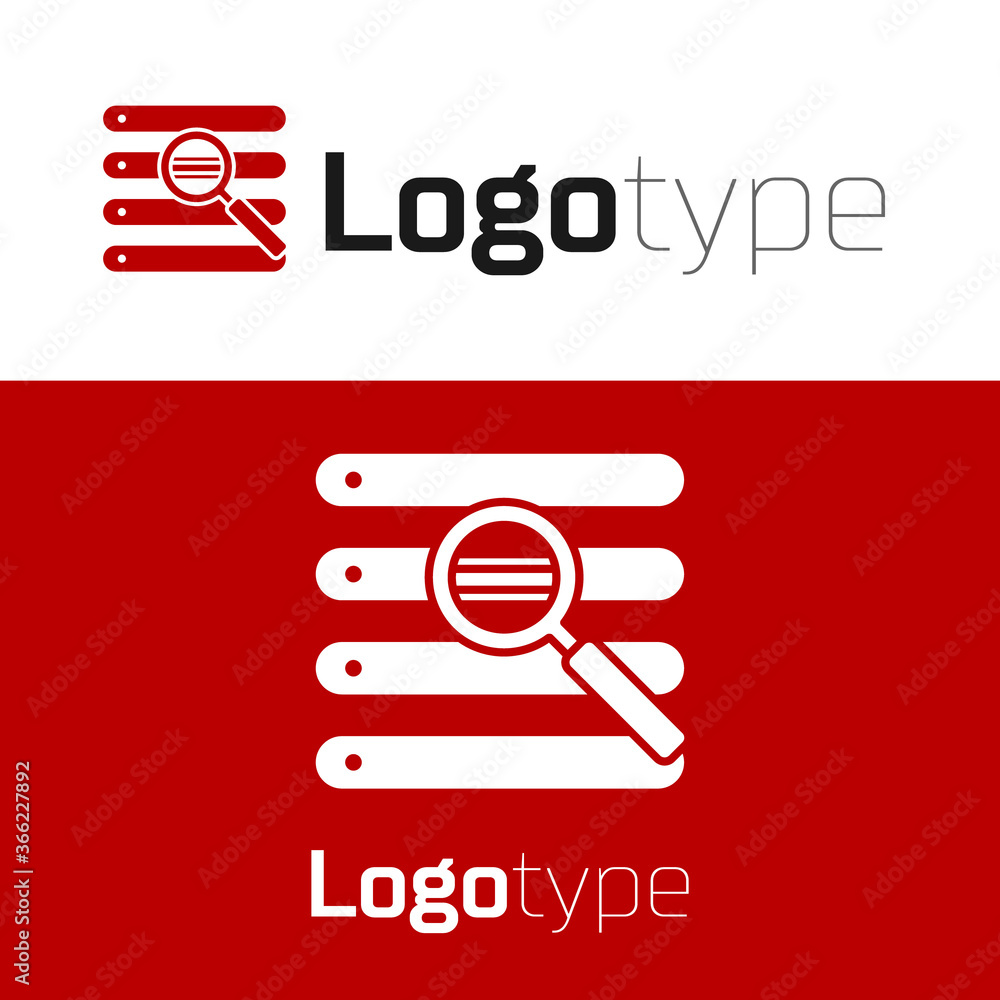 Poster red search in a browser window icon isolated on white background. logo design template element. vect