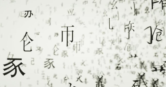 moving through random Chinese character parts without actual meanings