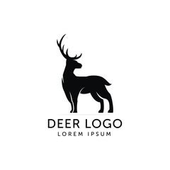 deer logo design template vector icon silhouette