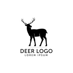 deer logo design template vector icon silhouette