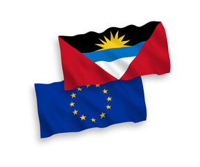 Flags of European Union and Antigua and Barbuda on a white background