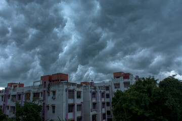 Naklejka na ściany i meble Beautiful cityscape of monsoon sky full of clouds