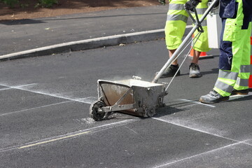 Thermoplastic road marking.  Pedestrian crossing implementation.
