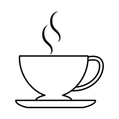 hot coffee cup beverage isolated linear style icon