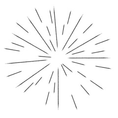 Fototapeta premium Radial Lines in Circle Form for comic books . Explosion background . Vector Illustration . Vintage round Logo . Handwritten Design element . Abstract Geometric shape . Sunburst .