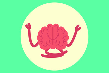 Getting more of your brain through meditation vector concept: brain meditating and doing lotus pose