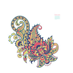 Paisley isolated pattern. Vintage illustration in batik style