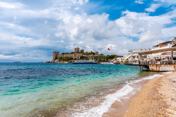 Obraz premium Bodrum Castle view from beach. Bodrum is populer tourist destination in Turkey.