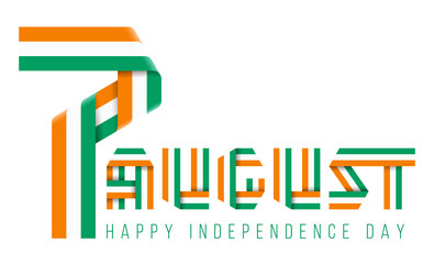 August 7, Independence Day of Ivory Coast congratulatory design with flag of Cote d'Ivoire colors.