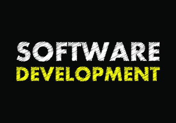 Fototapeta premium Software development writing text on black chalkboard. vector illustration