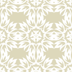Floral seamless pattern. White design on olive green background