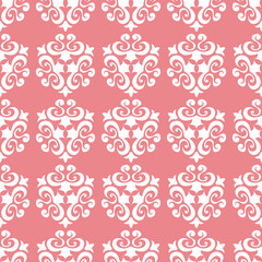 Floral seamless pattern. White print on pink background