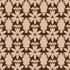 Beige and brown floral seamless background