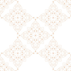 Geometric seamless pattern in indian style. Beige design on white background
