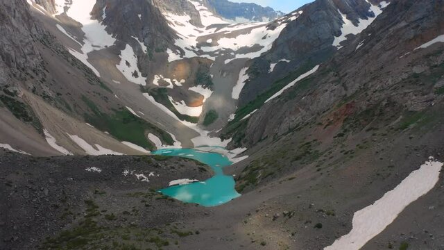 Great View Of Diablo Lake, North Cascades National Park, USA. Aerial View 4K