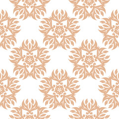Floral seamless pattern. Beige flowers on white background