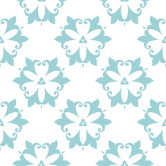 Seamless pattern with blue flowers On white background for textile