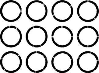 Set of Grunge Black and White Circle Frames . Vector