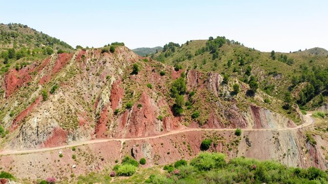 clay mountain aerial view in quesa valencia