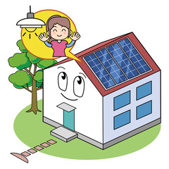 ソーラーパネル付きの家-電気代節約