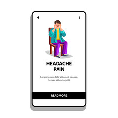 Man With Headache Pain Sitting On Chair Vector