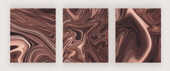 Brown with golden liquid ink painting abstract backgrounds.
