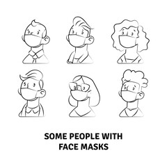 People with face masks illustrator
