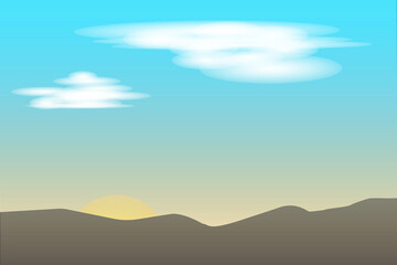 Fototapeta na wymiar Scenery of Cloudy Blue Sky in Bright Day Vector Illustration