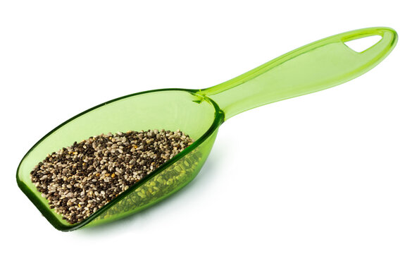 Spoom with chia seeds isolated on white