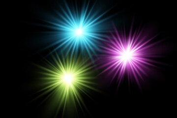 Fototapeta premium Glowing lights collection isolated on transparent backdrop. Color glare effects. Set of colorful particles.