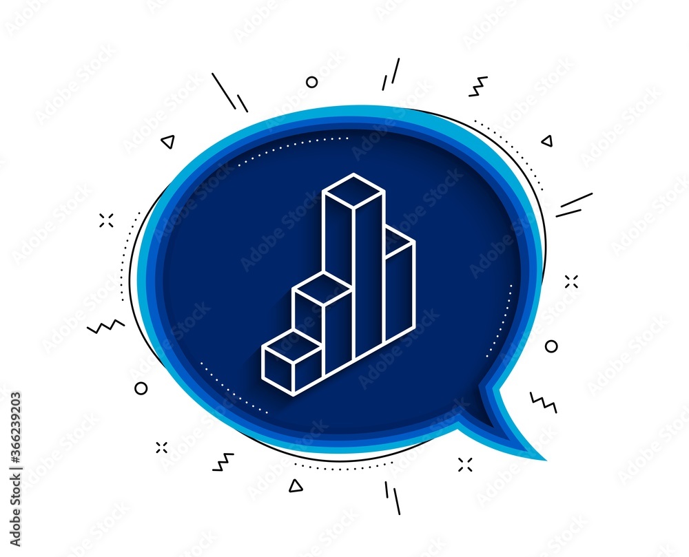 Poster diagram chart line icon. chat bubble with shadow. column 3d graph sign. market analytics symbol. thi