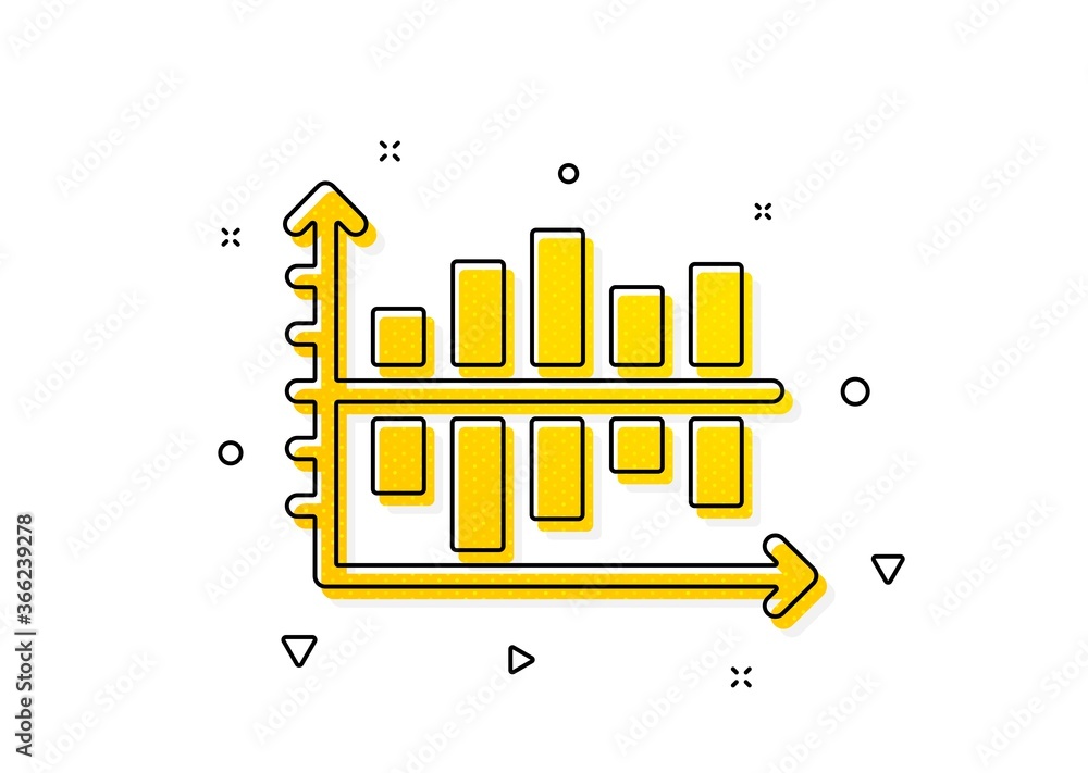 Poster column graph sign. diagram chart icon. market analytics symbol. yellow circles pattern. classic diag