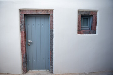 Traditional Aegean architecture wooden window.
