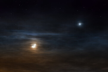 Moon and Venus in the sky