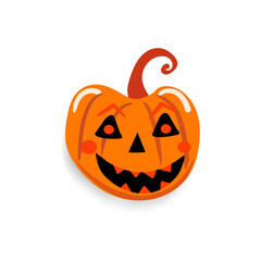angry pumpkin with emotion bites another pumpkin, halloween character, isolated vector symbol