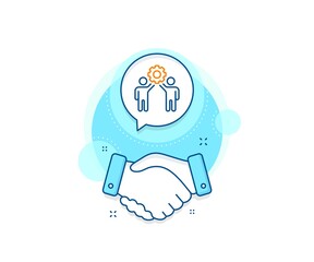Collaboration sign. Handshake deal complex icon. Employees teamwork line icon. Development partners symbol. Agreement shaking hands banner. Employees teamwork sign. Vector