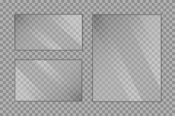Flat glass plates set. Windows banners on transparent background.