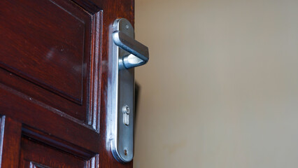 Close up the door handles of the house