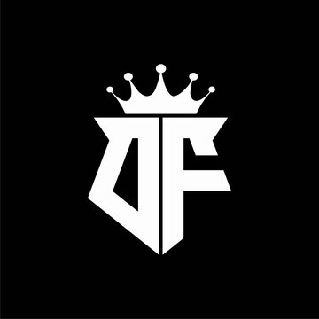 df logo monogram shield shape with crown design template