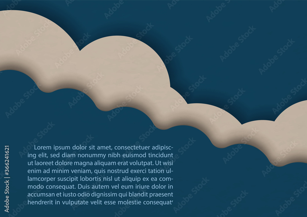 Poster example texts on abstract background in clouds and water wave shape on paper pattern navy blue color